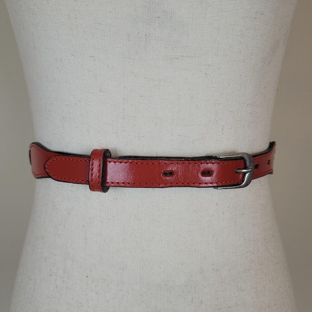 Red Leather Belt Womens 32 Western Concho Medallion Skinny Cowgirl‎ Rodeo Cowboy